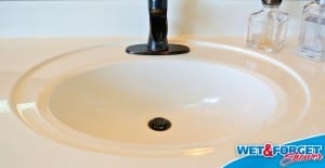 clean bathroom sink with wet and forget
