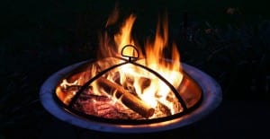 fire pit in backyard
