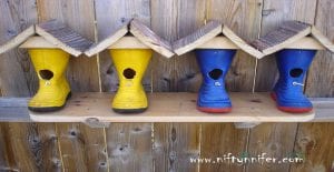 Rain boot make unique birdhouses