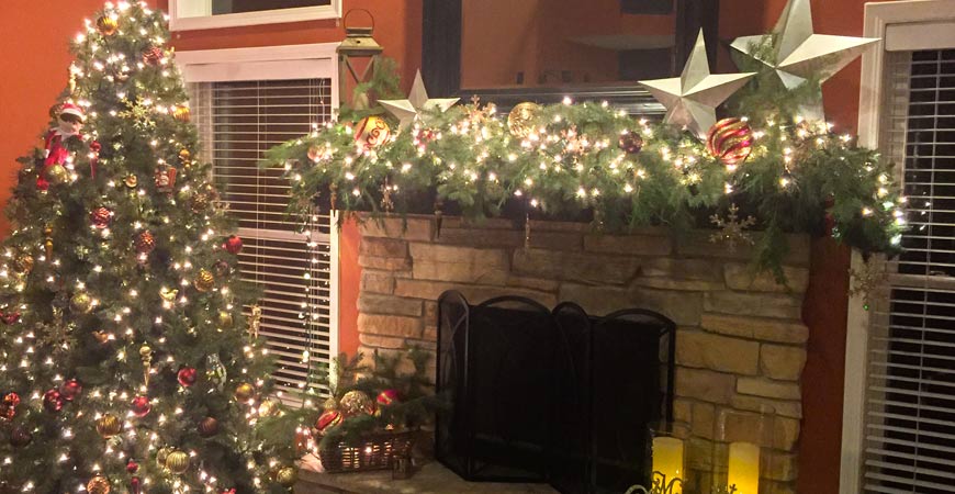 Pine DIY holiday mantel decor