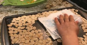 Step 6: Dry pumpkin seeds