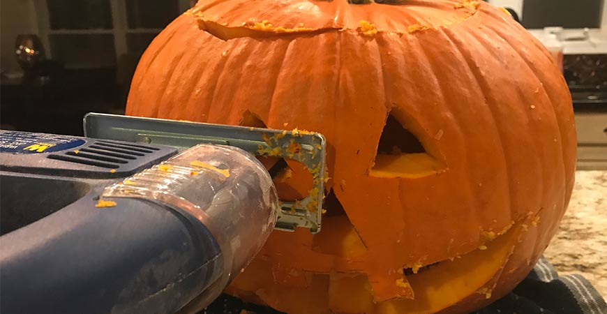 Carve pumpkin with jigsaw