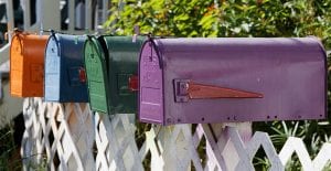 Colorful US mailboxes