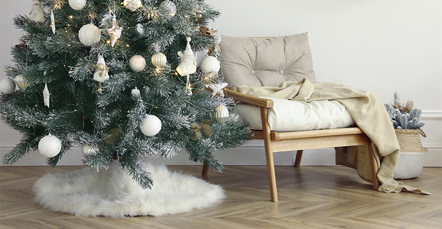 Use faux fur as a Christmas tree skirt