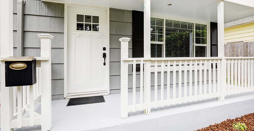 Off white is a great color option for your front door. 