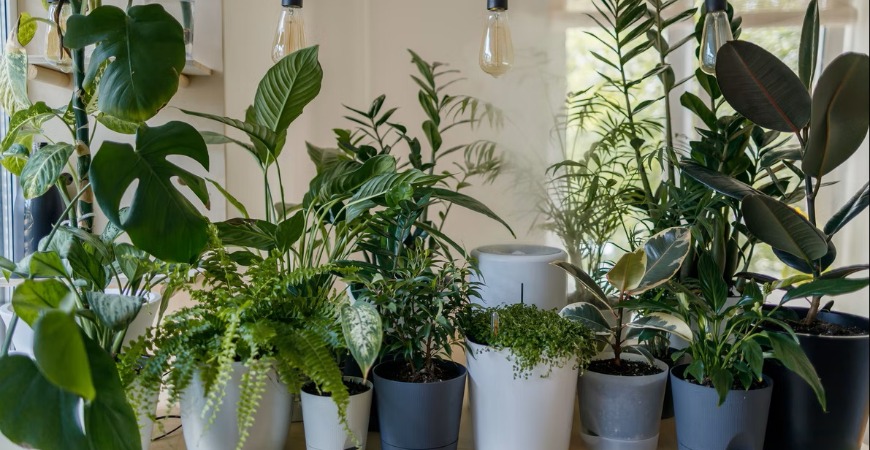 To increase humidity for your houseplants, try grouping them together.