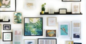 A gallery wall can improve blank spaces on walls.