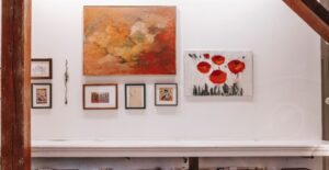 A gallery wall can improve blank spaces on walls.