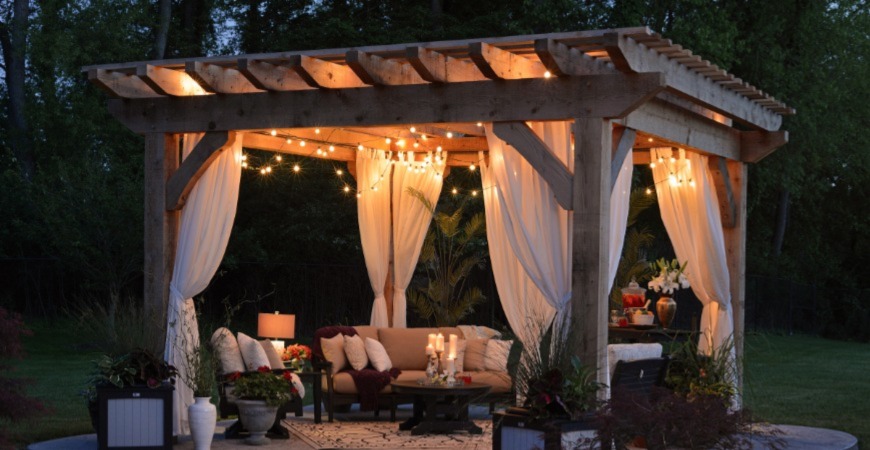 Outdoor lights add ambiance to your patio.