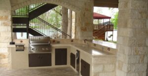 An elegant outdoor kitchen.