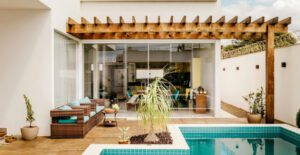 A pergola can be attached to a home.